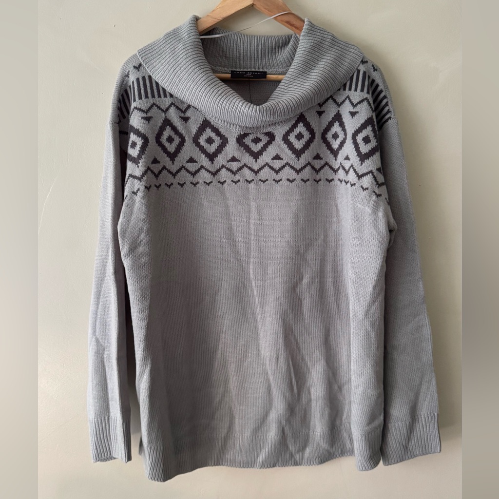 Nwt Lane Bryant Womens 14/16 Gray Cowl Neck Ribbed Long Sleeve Sweater New A9